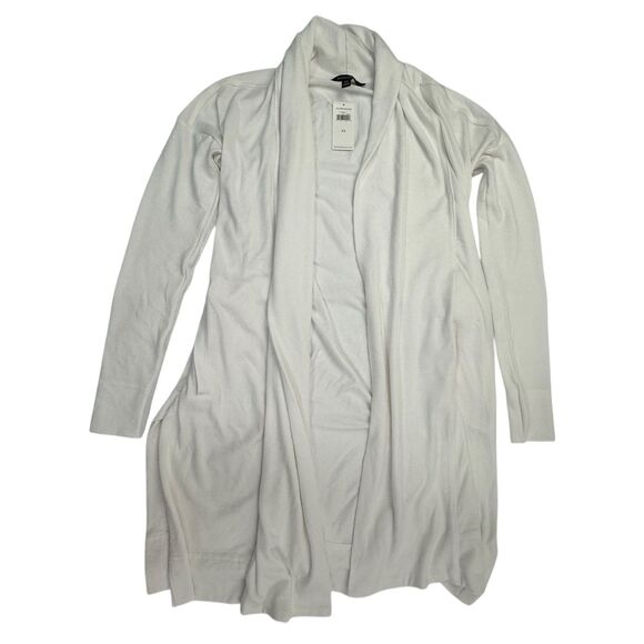 NEW Banana Republic Open Front Luxespun Cardigan Sweater Women XS White Longline - Picture 2 of 7